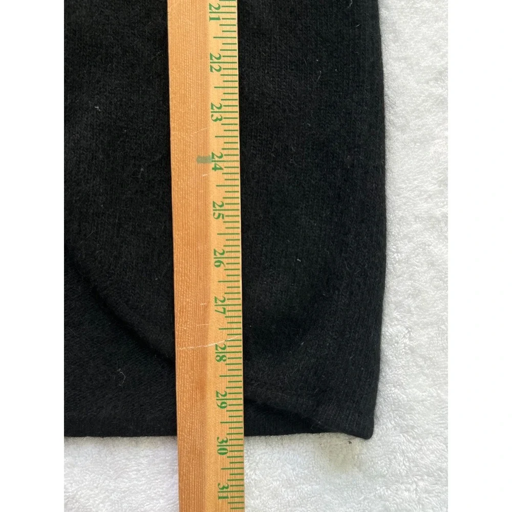 Black Angora‎ Lambswool Blend Shawl Collar Short Sleeve Cardigan RN 59478 Large